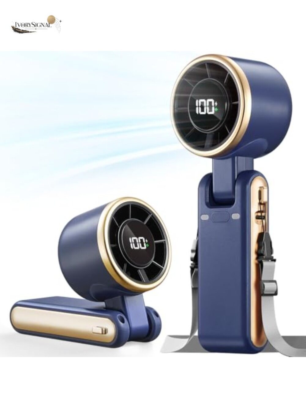 Portable Handheld Turbo Fan - 5 Speeds, Rechargeable, USB-C, Foldable